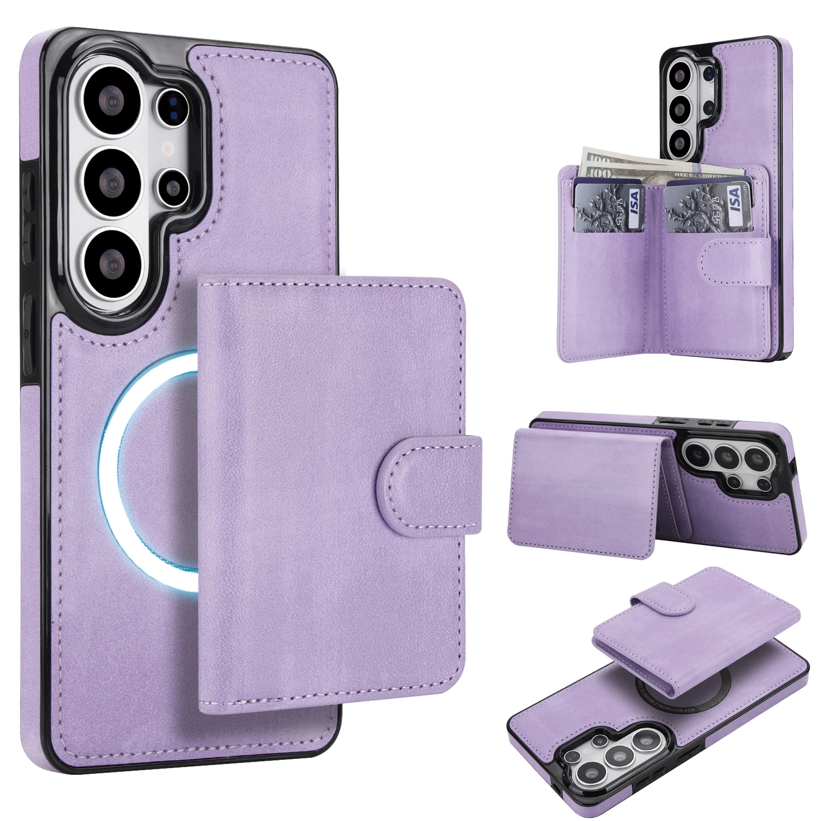 Luxury Wallet Leather 2 in 1 Detachable Magnetic Cards Holder Case For Samsung S26 S25 S24 S23 S22 Ultra Plus Pocket Bag Cover