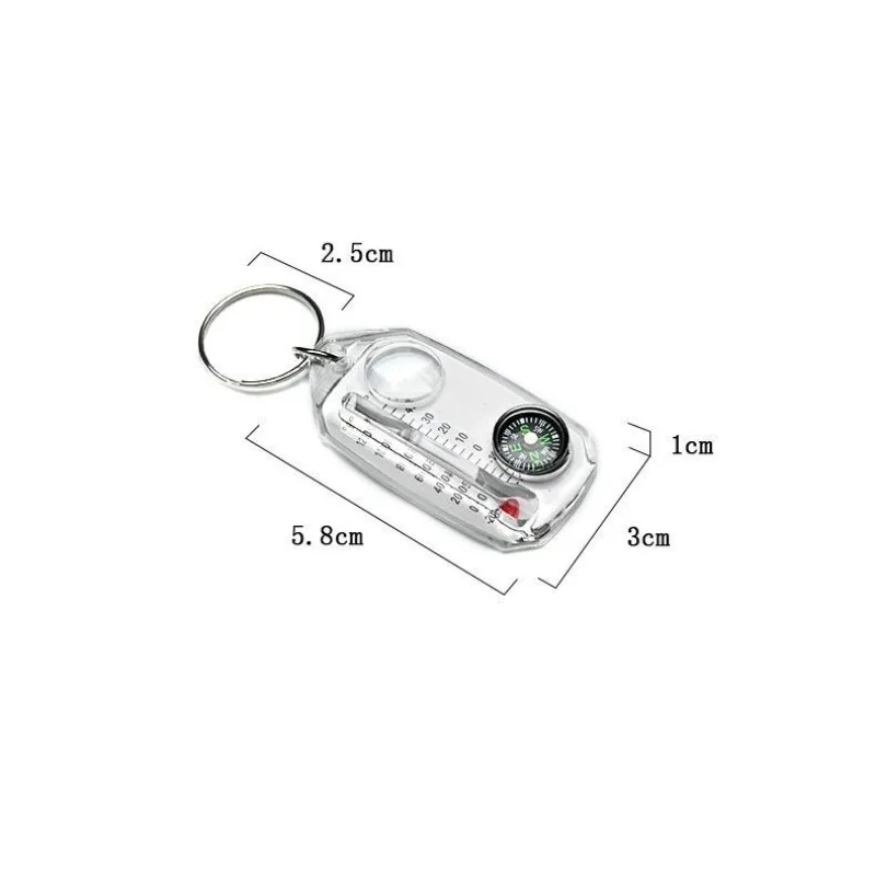 Outdoor Survival Compass Keychain, Portable Mini Compass with Thermometer and Magnifying Glass view 5