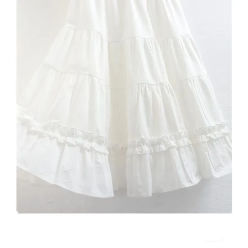 White A-line Skirt Kawaii Mid Length Skirt Spring Summer Clothes Women 2024 Women Fluffy Skirt Cute Cake Long Skirts Woman