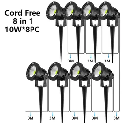 Cord Free 8-In-1 6-In-1 Garden Decorative Lawn Lamp 5W 10W Ip65 Waterproof Spotlight Ac220 110V 24V12V Warm White Grounding Lamp