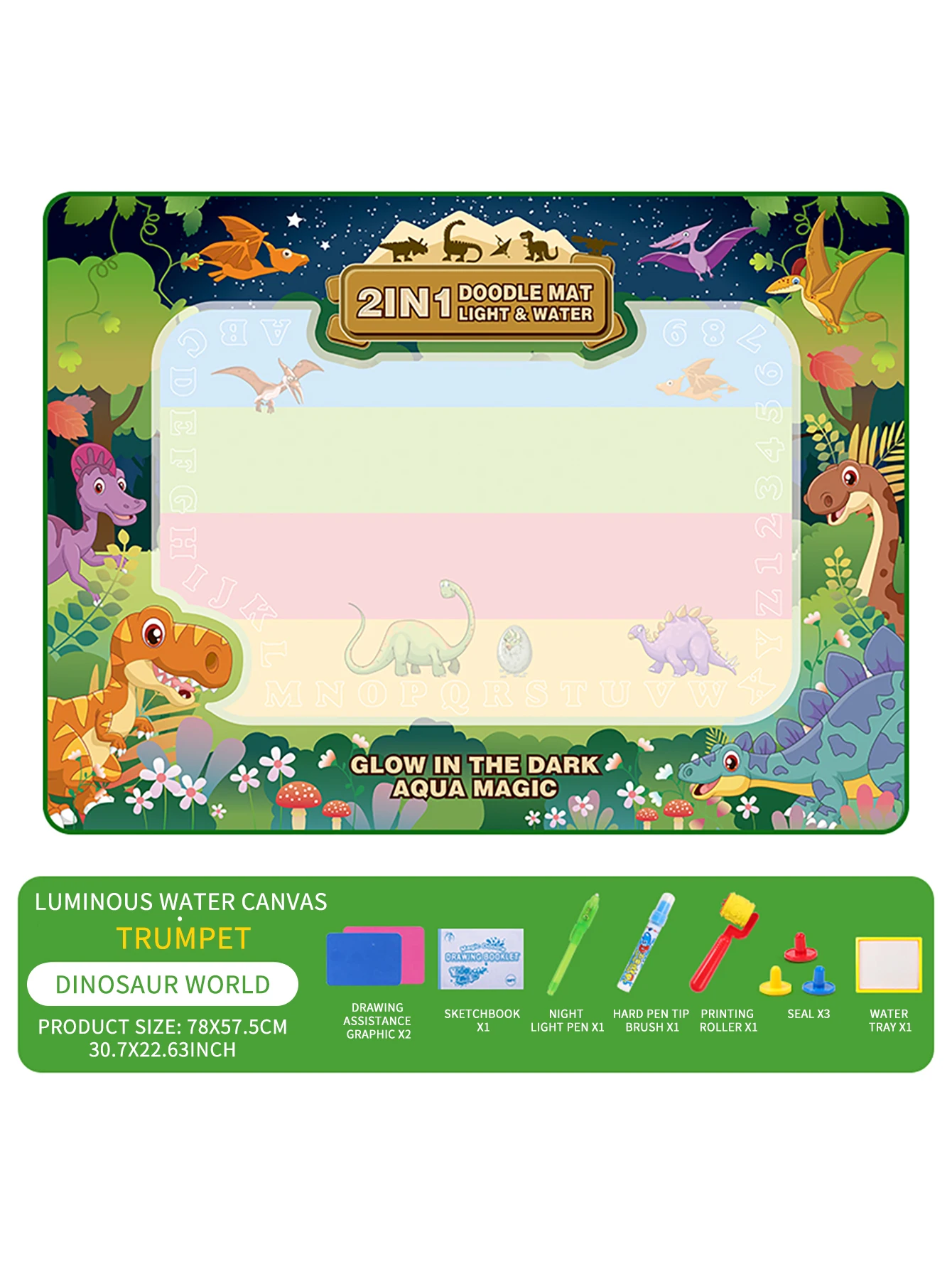 قماش مائي مضيء للأطفال، بطانية جرافيتي ألغاز، لوحة رسم وكتابة قابلة للطي، ألعاب تعليمية مونتيسوري #2