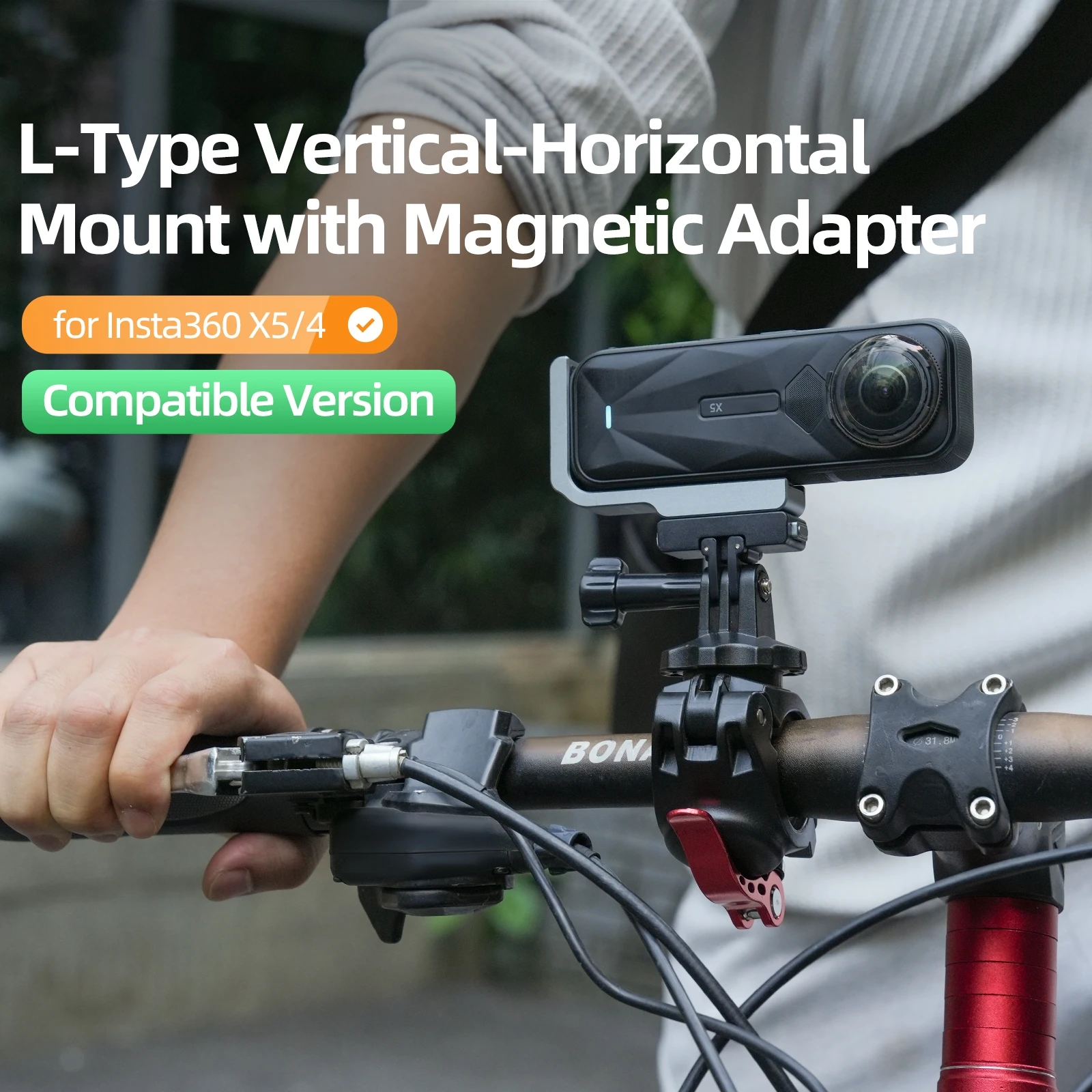 Shooting Bracket for Insta360 X5/4, L-Shaped Alloy Horizontal Vertical Quick Release Mount Expansion Stand with Magnetic Adapter