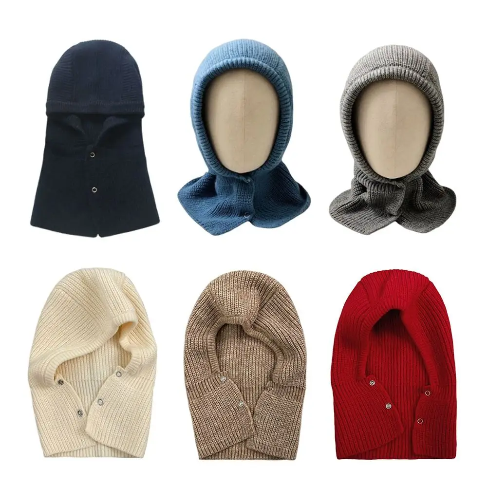 

Сплошная цветная шапка-балаклава, теплая вязаная шапка в корейском стиле с капюшоном, модная полосатая шапка с капюшоном