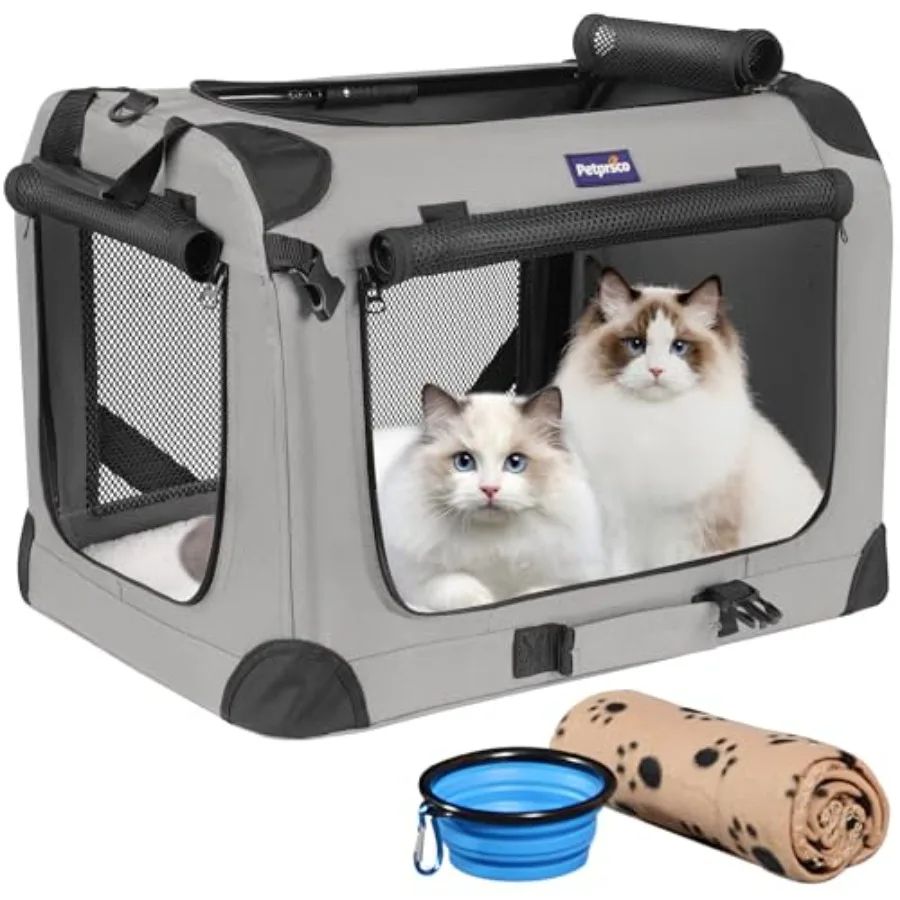 

Large Cat Carrier for 2 Cats Small Medium Dogs Soft Pet Carrier 24x17x17 for Traveling with Warm Blanket Foldable Bowl and Wash