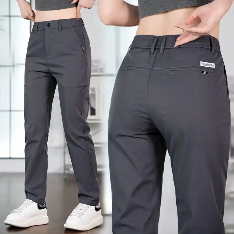 2026 New Men's Ice Silk Straight Leg Thin Breathable Casual Pants Summer Business Long Trouser Fashionable Versatile Lightweight