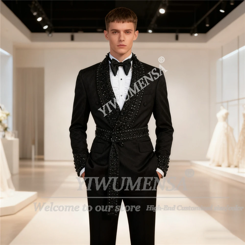

Man Wedding Tuxedos Suit 2 Pieces Coat Pants Customized Banquet Attire Dinner Party Prom Blazers Double Breasted Outfits 2026