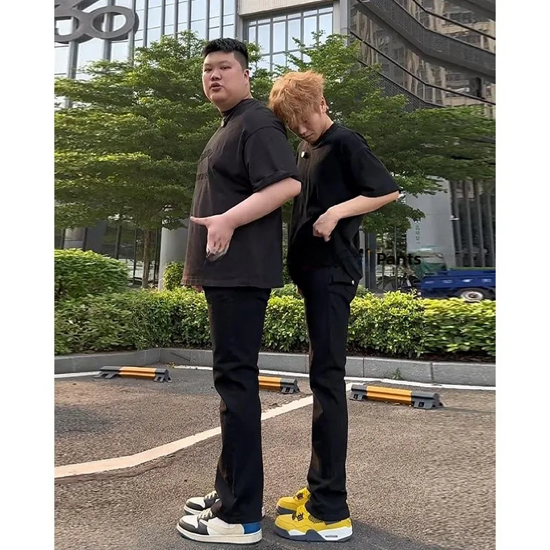 

Мужские летние тонкие джинсы Slim Fit с прямыми штанинами, эластичные, повседневные, длинные брюки-трубы