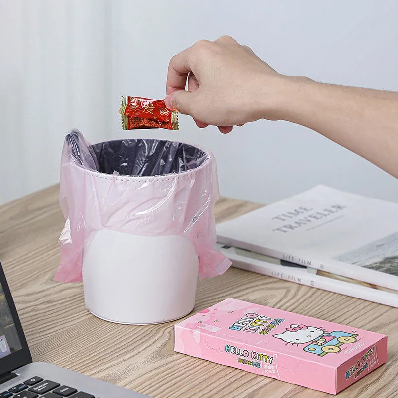 Hello Kitty Mini Waste Bin Cartoon Desktop Garbage Basket Trash Bag Student Cute Desk Garbage Can Square with Lid Storage Box