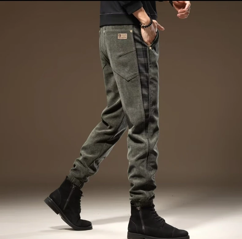 

Autumn army green black casual pants men's fashion brand loose bunches plus size pants sports small feet pants