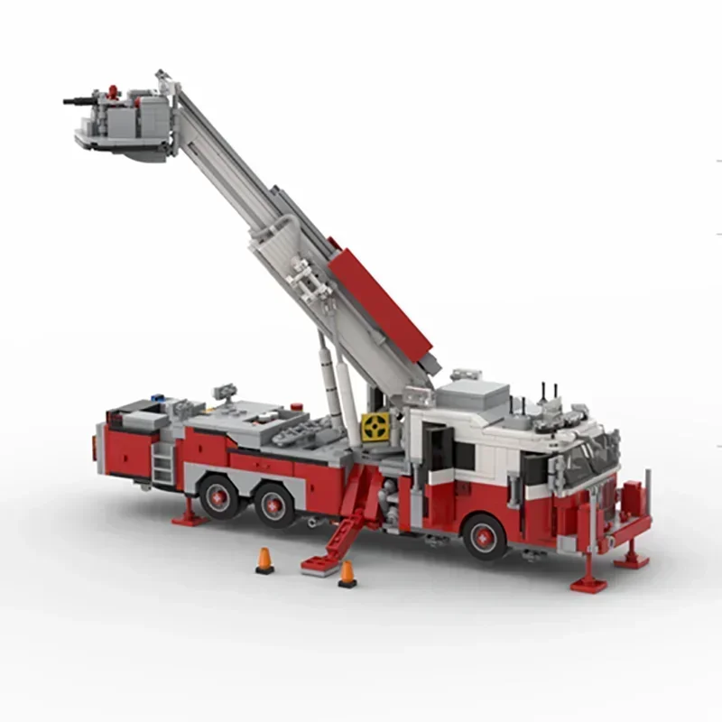 

Moc Building Blocks Car Series New York Fire Brigade Tower Ladder Model Technology Bricks Brand-name Vehicle DIY Toy For