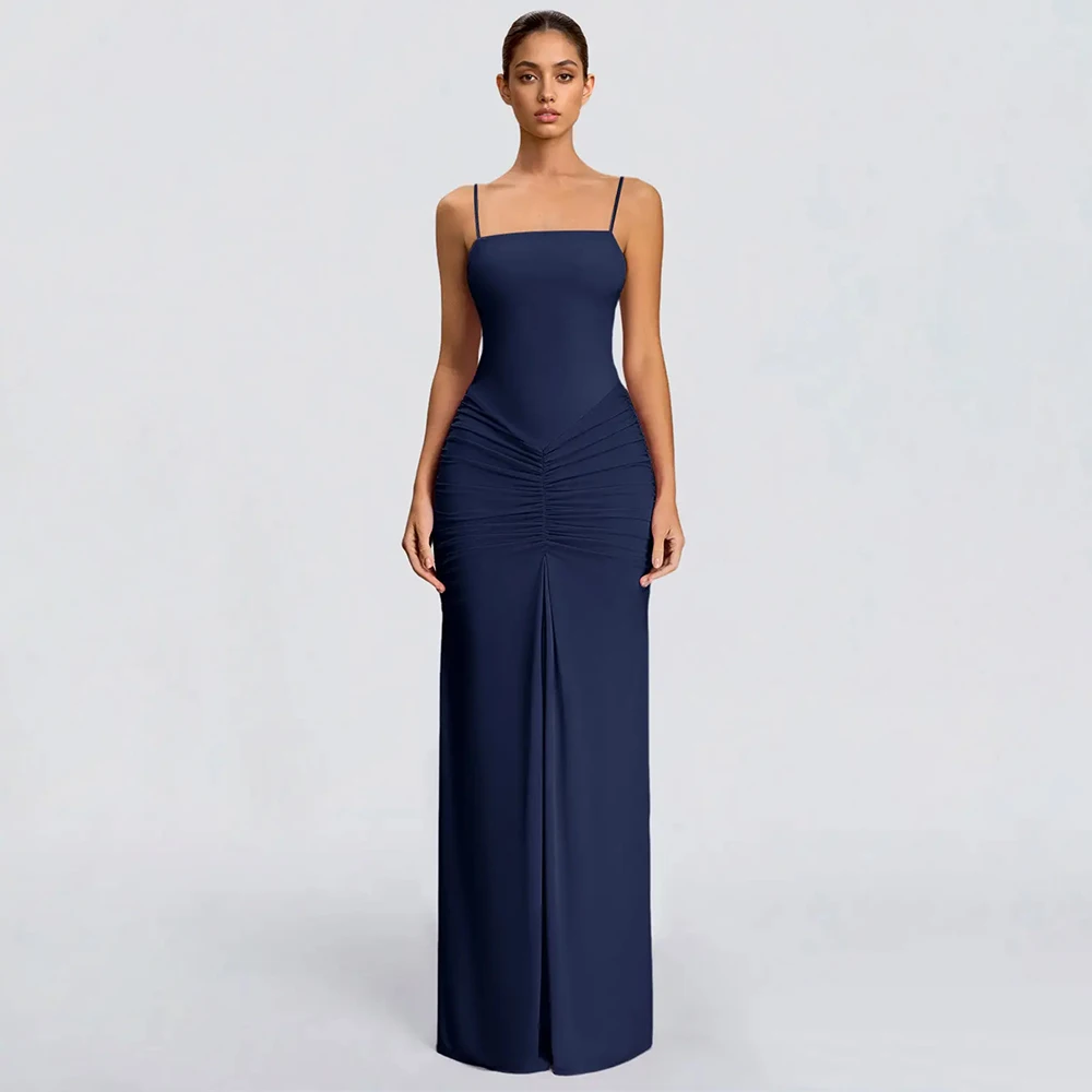 

Women Elegant Evening Dress Spaghetti Strap Pleated Wedding Party Gown Formal Luxury Prom Dresses Women's Formal Evening Gowns