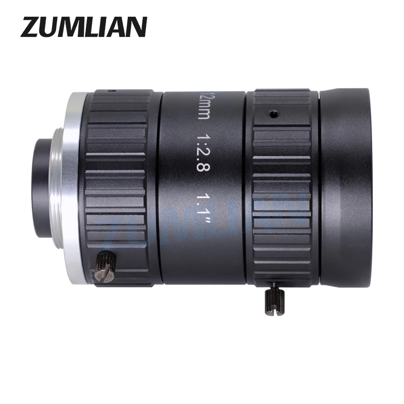ZUMLIAN High-Contrast Manual Aperture FA 20MP C-Mount 12mm Fixed Focal Lenth Lenses Machine Vision 1.1" F2.8 ITS Camera Lens