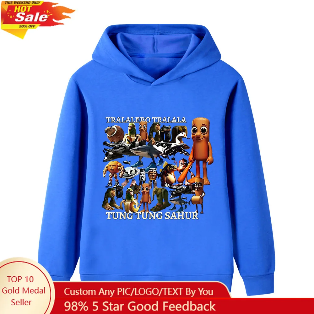 

Children's Brainrot Animal Fun Printed Hoodie Autumn/Winter Outdoor Fashion Warm Sports Hoodie