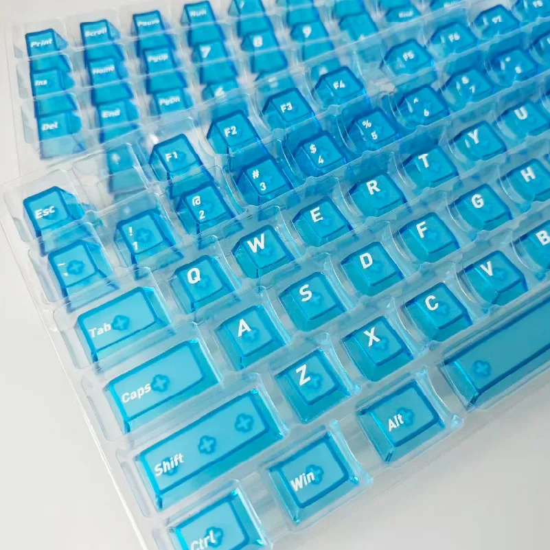 

Full Sets Transparent Keycaps for Mechanical Keyboard Fron Print RGB Backlit Full Transparent Keycap 118Keys Crystal Transparent