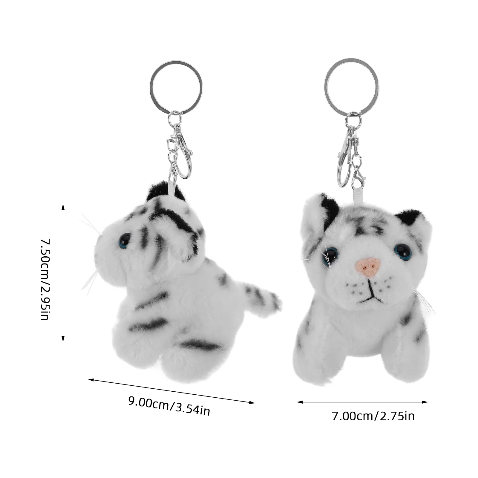 Animal Keychain Mini Stuffed Tiger Fluffy Pendant Furry Purse Pendants Shackle Holder Cute Plush Animals for Girls Dolls Kids