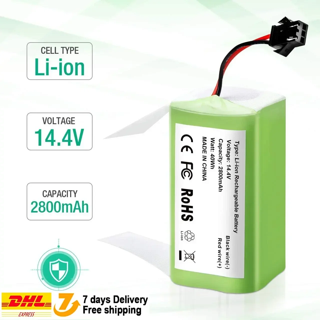 Aleaivy 6800mAh 18650 Replacement Battery for Conga Excellence 990 Ecovacs Deebot N79S N79 DN622 Eufy Robovac 11 11S 12 15C 15S