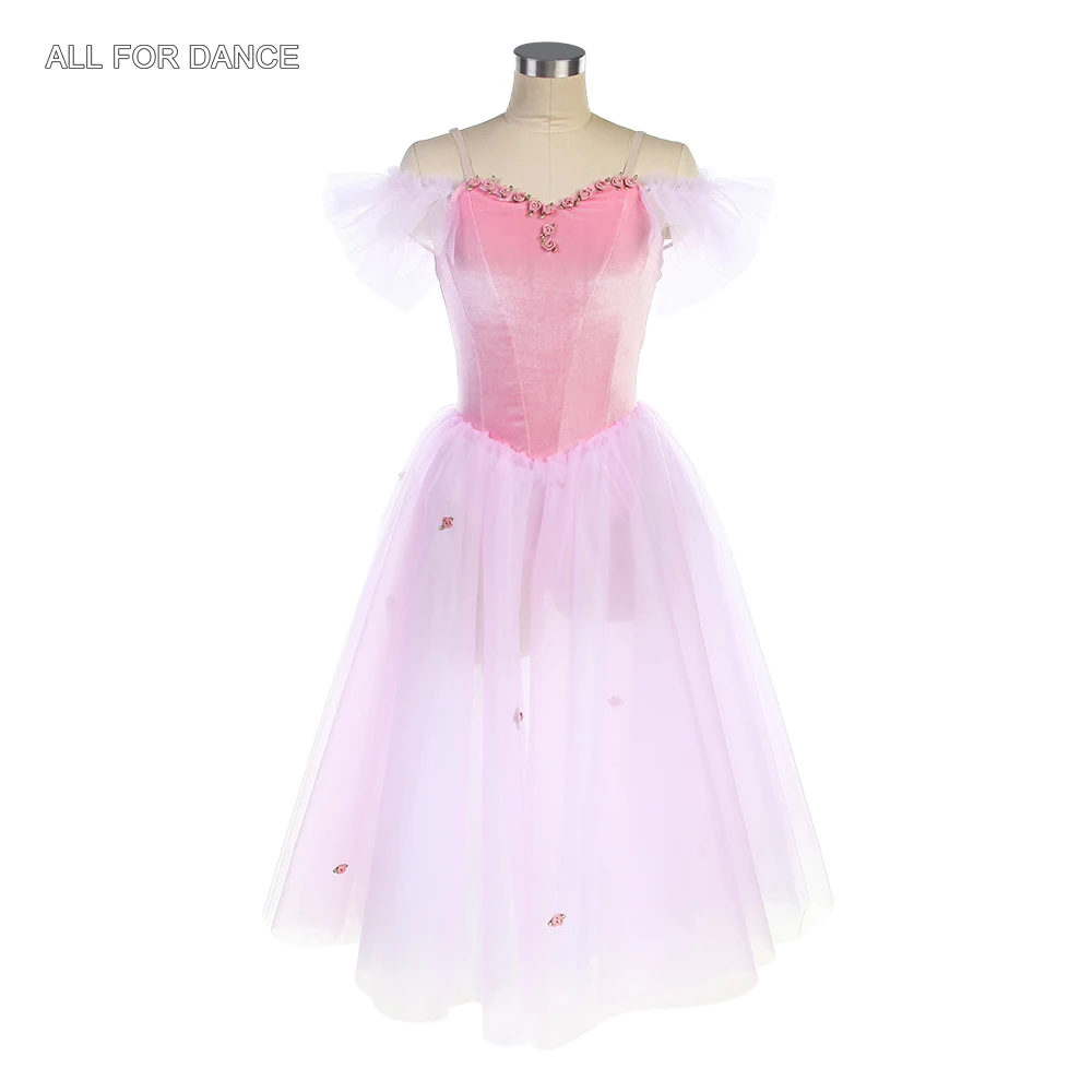 

20534 Off Shoulder Pink Velvet Bodice Length Romantic Tutu Skirts Girls Women Stage Performance Costumes Ballet Dancing Dresses