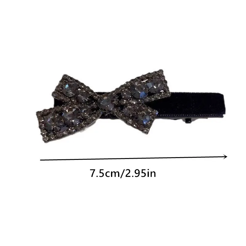 2Pcs Black Bow Zircon Hair Clip for Women's French Luxury Temperament Hair Clip BB Clip Girls Hair Accessories view 6