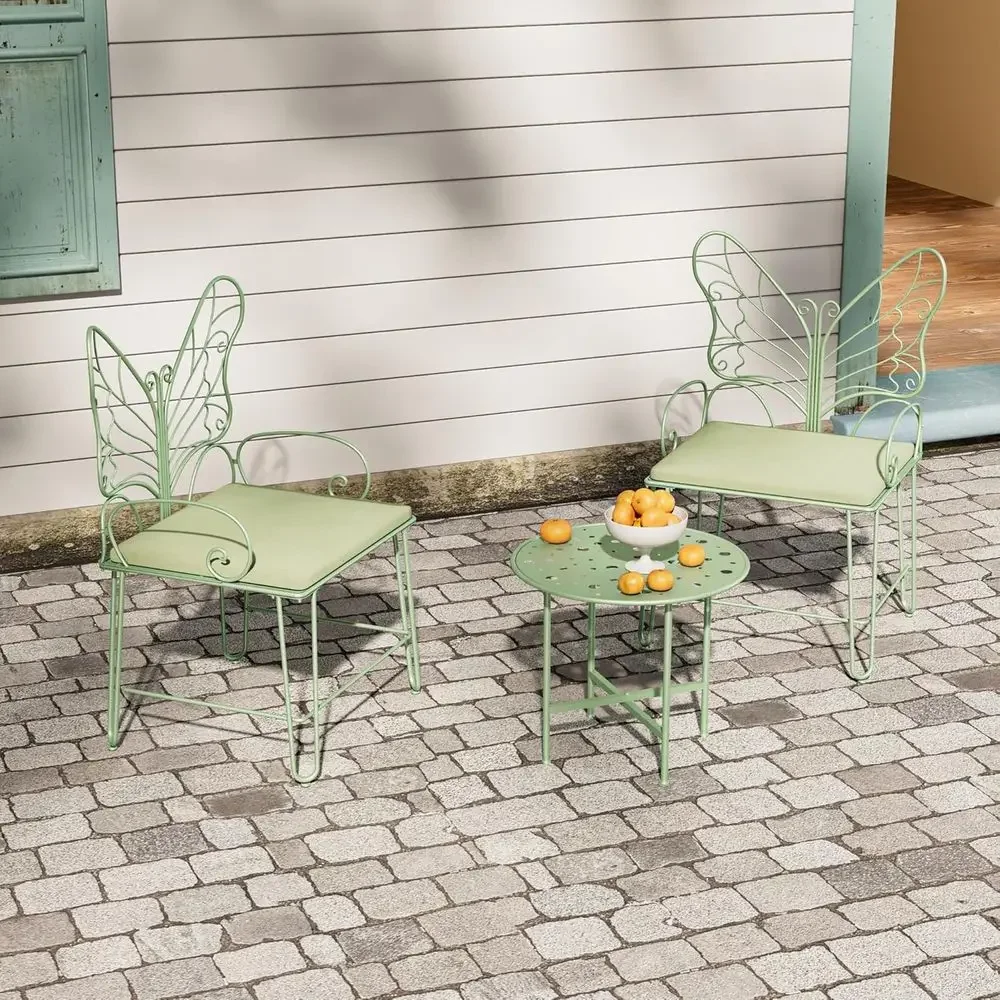 Sage Green Patio Bistro Set with Coffee Table and Cushions for Outdoor Spaces view 4