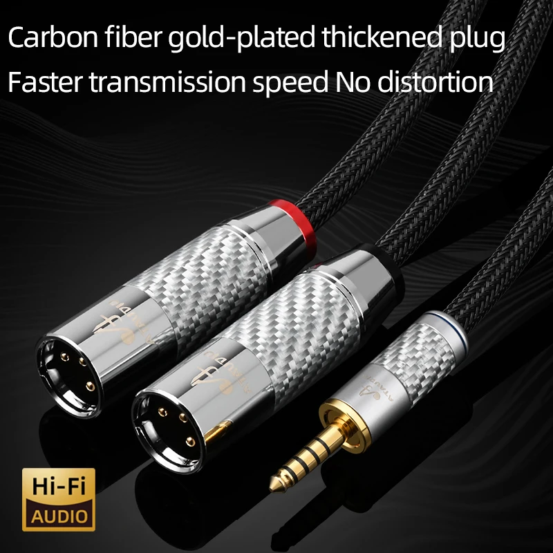 ATAUDIO HiFi 4.4mm to 2XLR Audio Cable Hi-end OCC Core 4.4mm Balanced to 2XLR Male/Female Adapter Cable for Amplifier Mixer