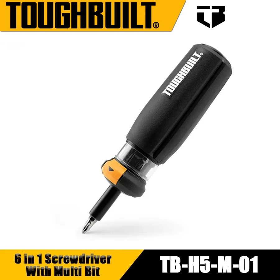 TOUGHBUILT  6 in 1 Multi Bit Magnetic Portable Screwdriver Autoloading Multi-Bit Driver Multifunctional Hand Tools TB-H5-M-01