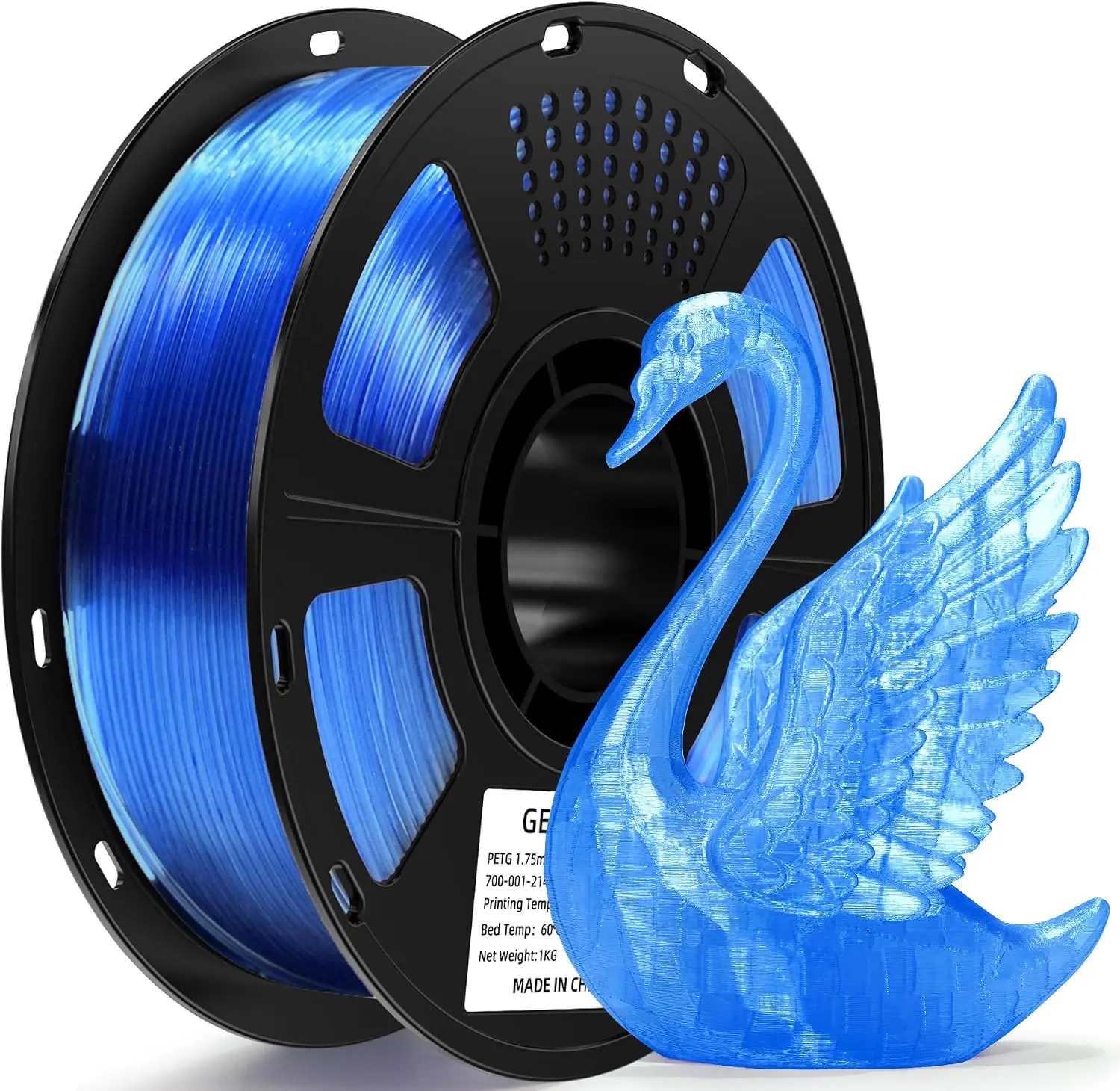 GEEETECH PETG Filament Transparent 1.75mm 1kg Multi-Color Strong Tough Light Transmitting Low Warp Clog-Free Vacuum Sealed for F