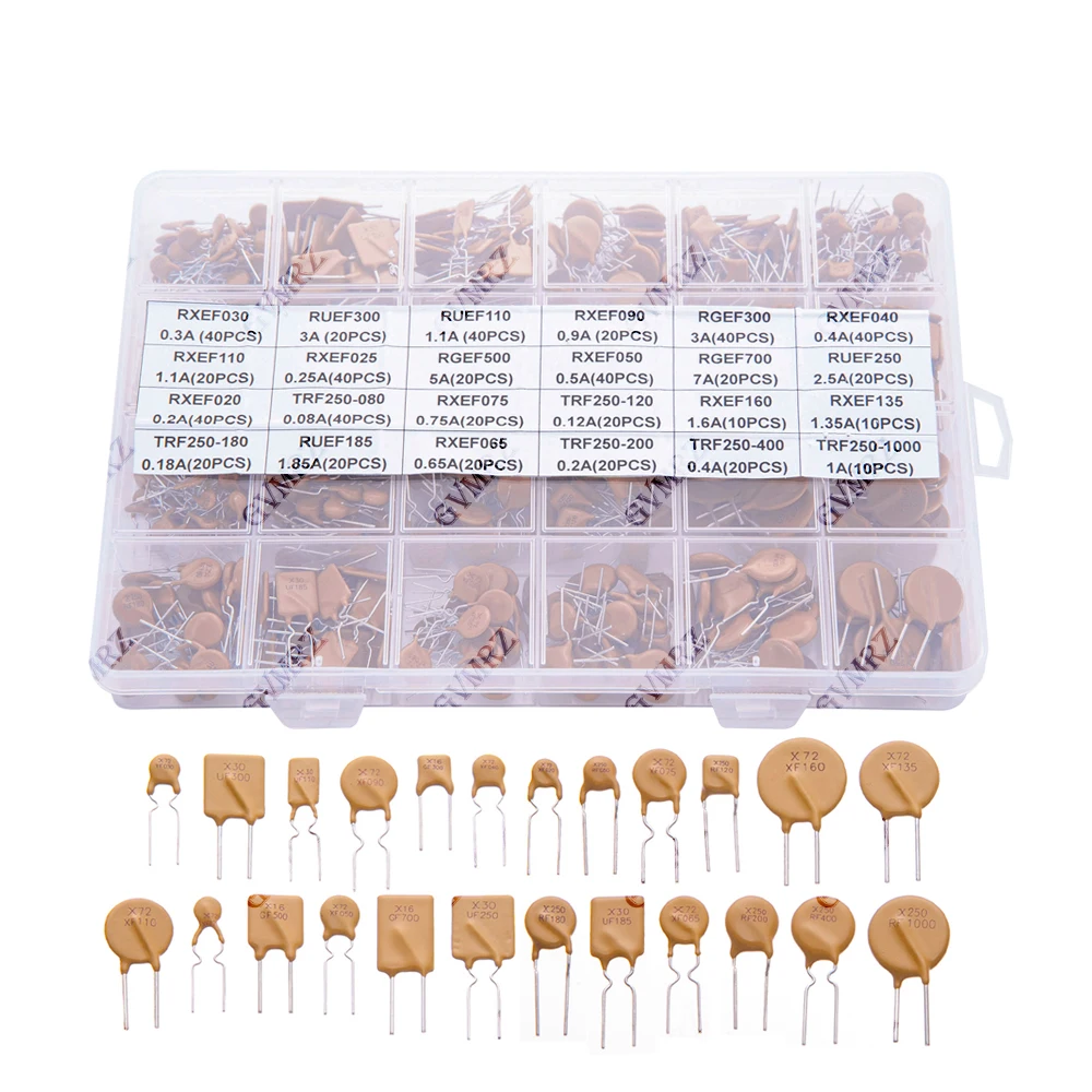 610PCS-24Values 0.05A 0.1A 0.2A 0.25A Self-Recovery Fuse Ass