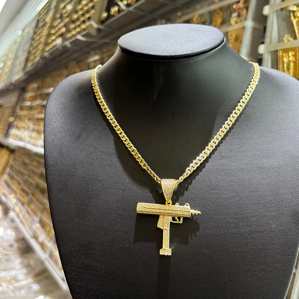 

VCT original special price pistol pendant hip hop zircon rap jewelry copper material men and women pendant