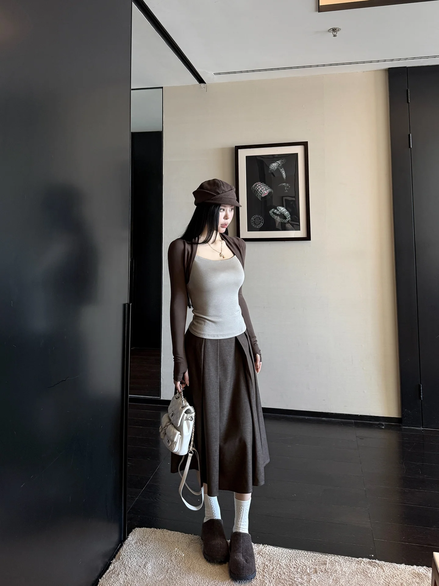 

Spring 2026 New plus Size Knitwear Top And Pleated Skirt Set Women's Gentle Slimming Ensemble Casual Sle High Waist Pure Color