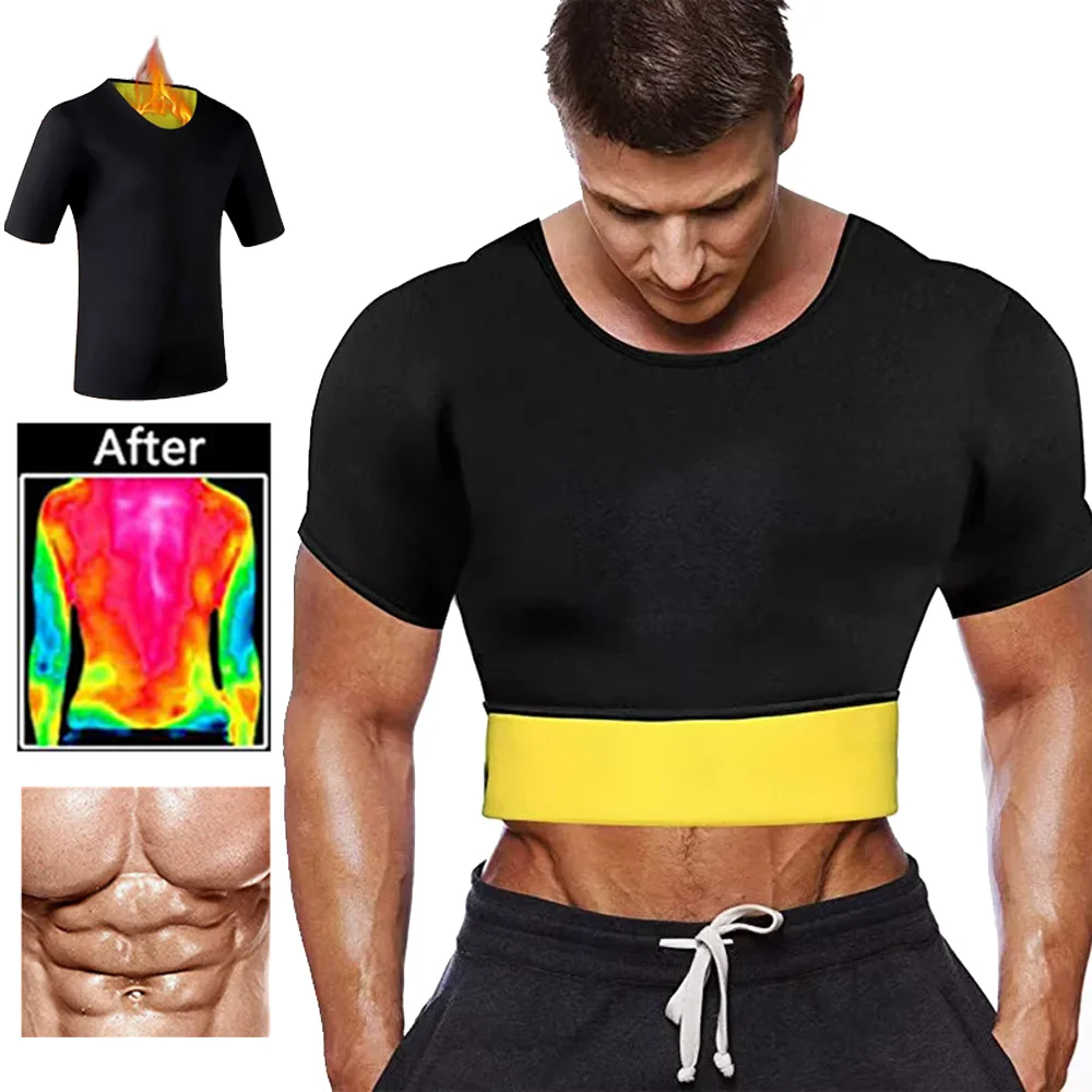 Men Trainning Exercise T-shirts Sportswear Gym Sauna Workout Fitness Short Sleeves Clothes Compression Tracksuit Athletic Shirts