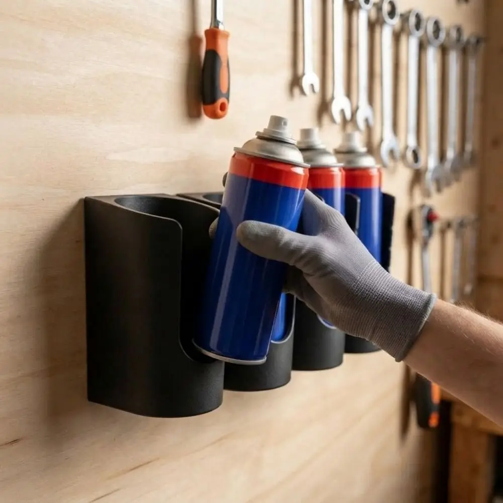 Practical 4 Slots Spray Bottle Holder Wall Mounted Plastic Spray Can Holder Space Saving 3D Printed Caulk Tube Organizer Shop