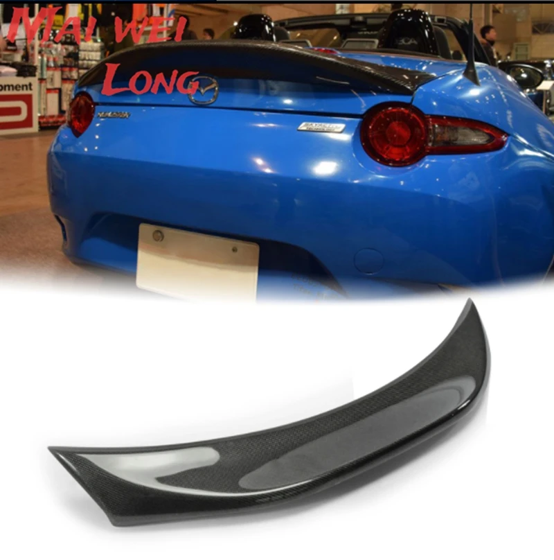 For Mazda MX5 ND 2018 2019 2020 2021 2022 2023 High Quality Carbon Fiber & FPR Primer Rear Trunk Lip Spoiler Splitters Wing