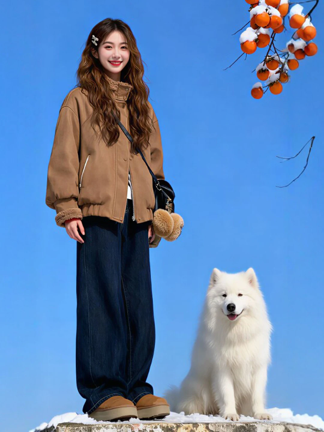 

Retro Luxury Cute Lamb Fur ort Jaet Loose Faionable Personali Winter Outerwear for Small Figures Travel Office Outdoo...