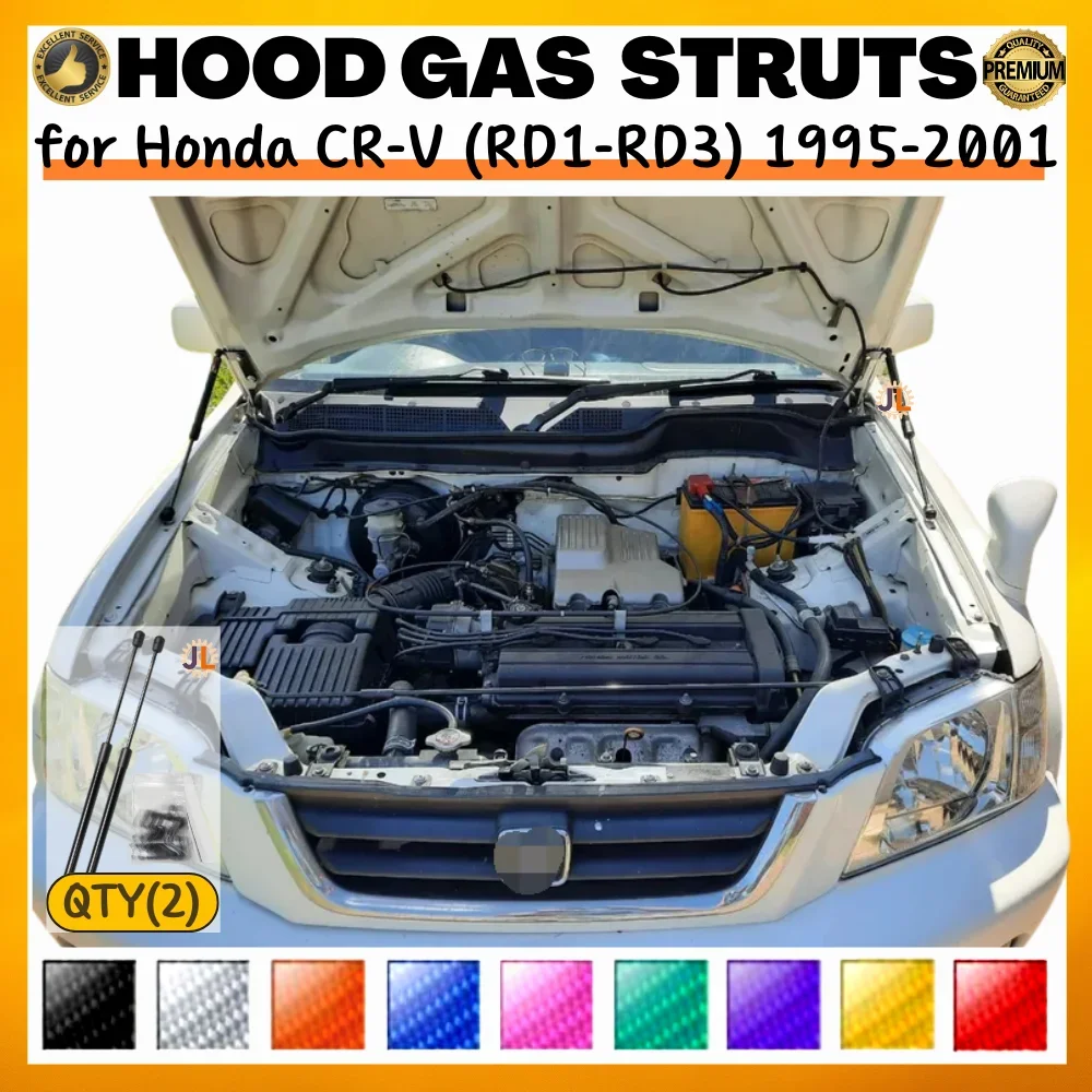 

Комплект (2 шт.) газовых упоров капота для Honda CR-V (RD1-RD3) 1-го поколения 1995-2001 гг. Передние амортизаторы-подъемники для модификации капота