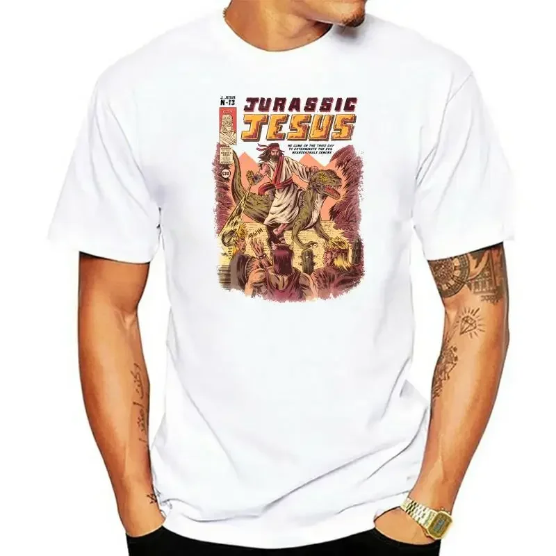 Rockabilly ized Wholesale T Shirt 100% Cotton Fabric Astroworld Conventional T-Shirts For Men JURASSIC JESUS Image Tshirt