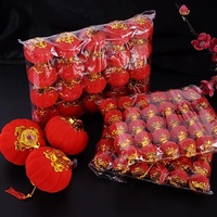 30pcs Flocking Lantern 3cm Mini Chinese Red Lanterns Diy Lucky Garden Hanging Pendants Spring Festival Wedding Party Decor