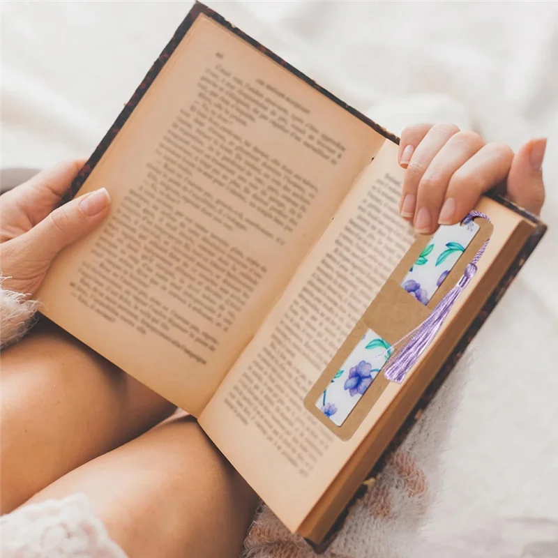 200 Pcs Bookmark Holder Set Kraft Bookmark Sleeves Transparent Self Adhesive Bag DIY Blank Bookmark Cover Easy To Use