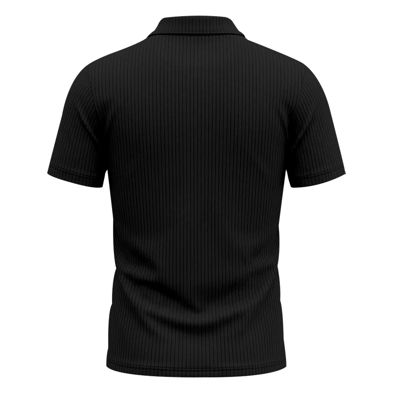 Herren 1-teiliges Gestricktes V-Ausschnitt Kurzarm Slim-Fit Atmungsaktives Eisseide Schnelltrocknendes Golf Business Casual Poloshirt – Detail 31