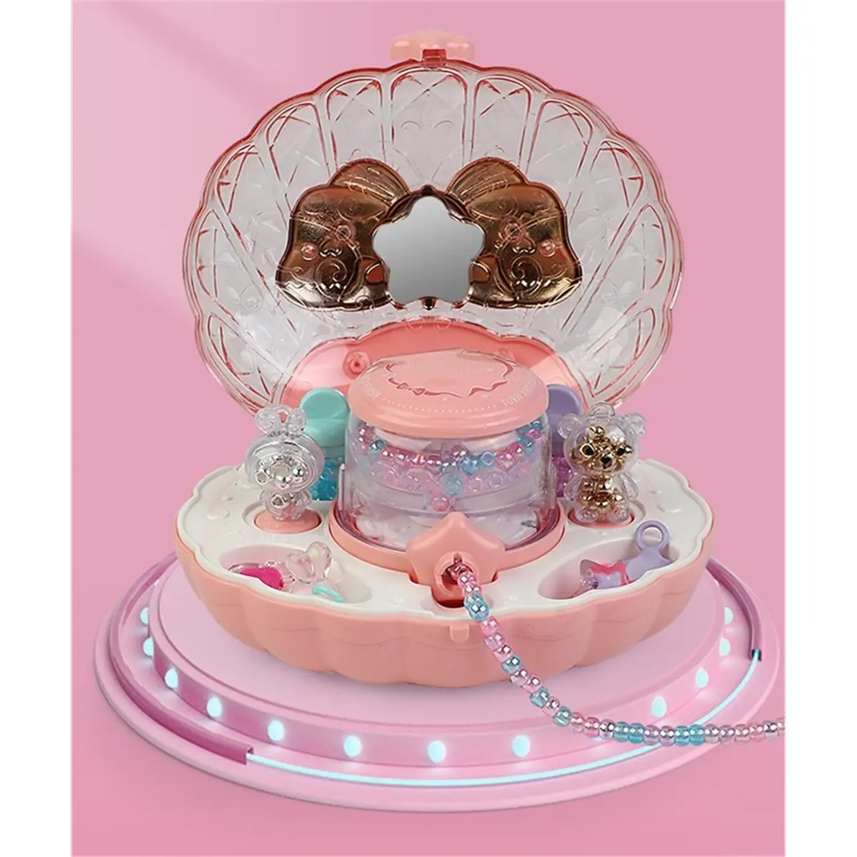 Budget-Friendly-Rotating Beading Machine Toy for Girls Necklace Bracelet Crafting Pretend Play Jewelry Making Tool Children'S To