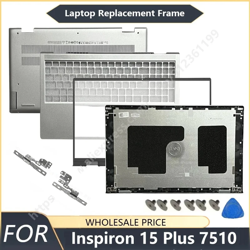 NEW For Inspiron 15 Plus 7510 Laptop LCD Back Cover Front Bezel Palmrest Bottom Case replacement parts Shell Hinge