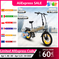 S9 Electric Bicycle 500W Motor 48V13AH Lithium Battery Folding E-bike Aluminum alloy 20-inch All-Terrain Fat Tire Electric Bike