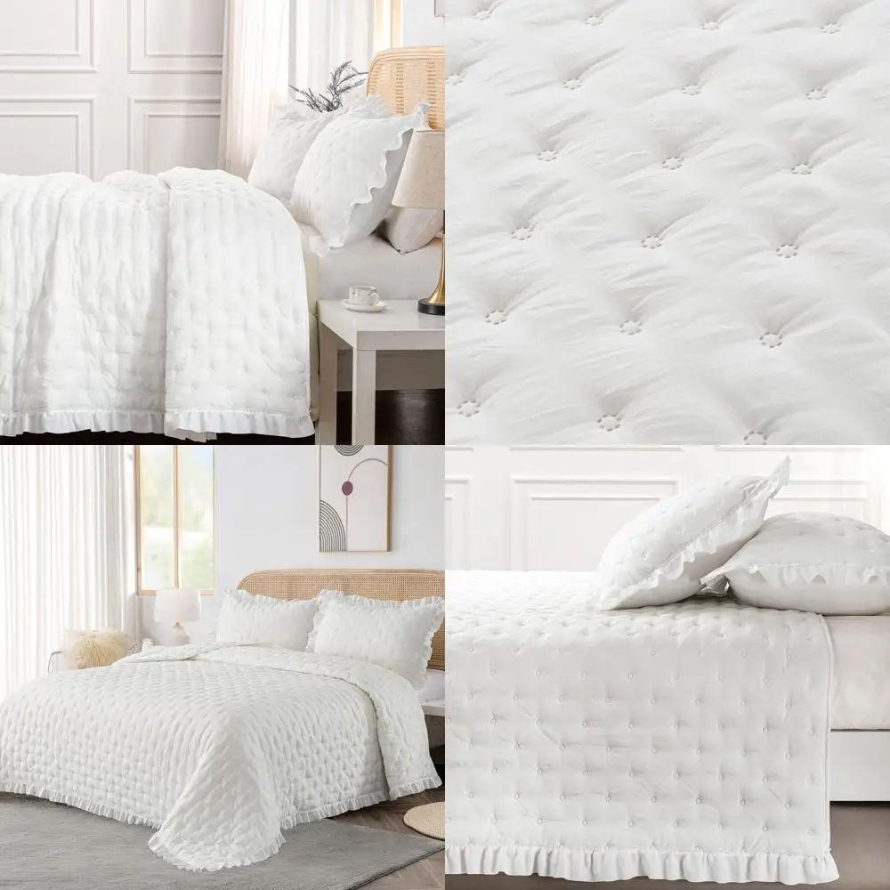 

Комплект постельного белья из 3 предметов — очень теплый двусторонний стеганый плед с плиссировкой (90 x 90 дюймов) с 2 наволочками (20 x 30 дюймов)