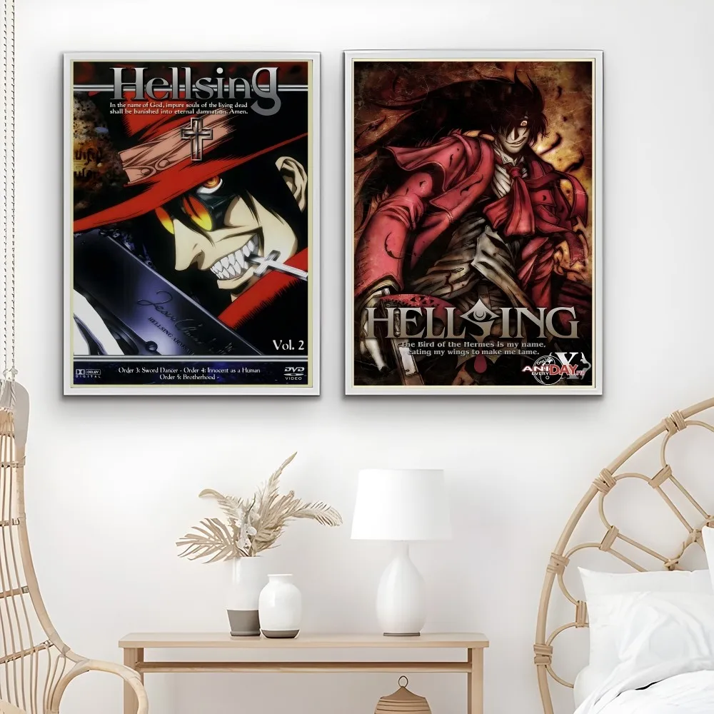 أنيمي H-Hellsing اليابانية الكرتون كول ريترو المشارك لزجة جدار الفن الطباعة مقاوم للماء غرفة المعيشة المنزلي غرفة بار ديكور جمالي
