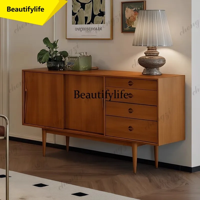 Aparador A17, Mueble de Almacenamiento para Sala de Estar, Aparador Retro para Cocina, Mueble Sencillo de Madera Sólida para el Hogar