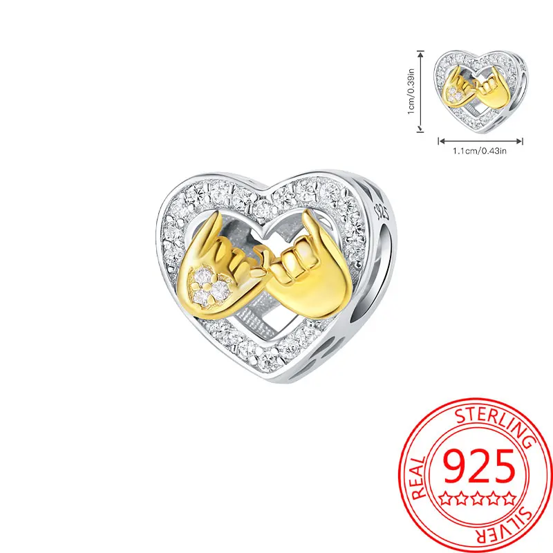 

Beads 925 Sterling Silver Charms Original Love Hand-in-Hand Beading Fit Bracelet Jewelry Diy Women Fine Gift Accessory