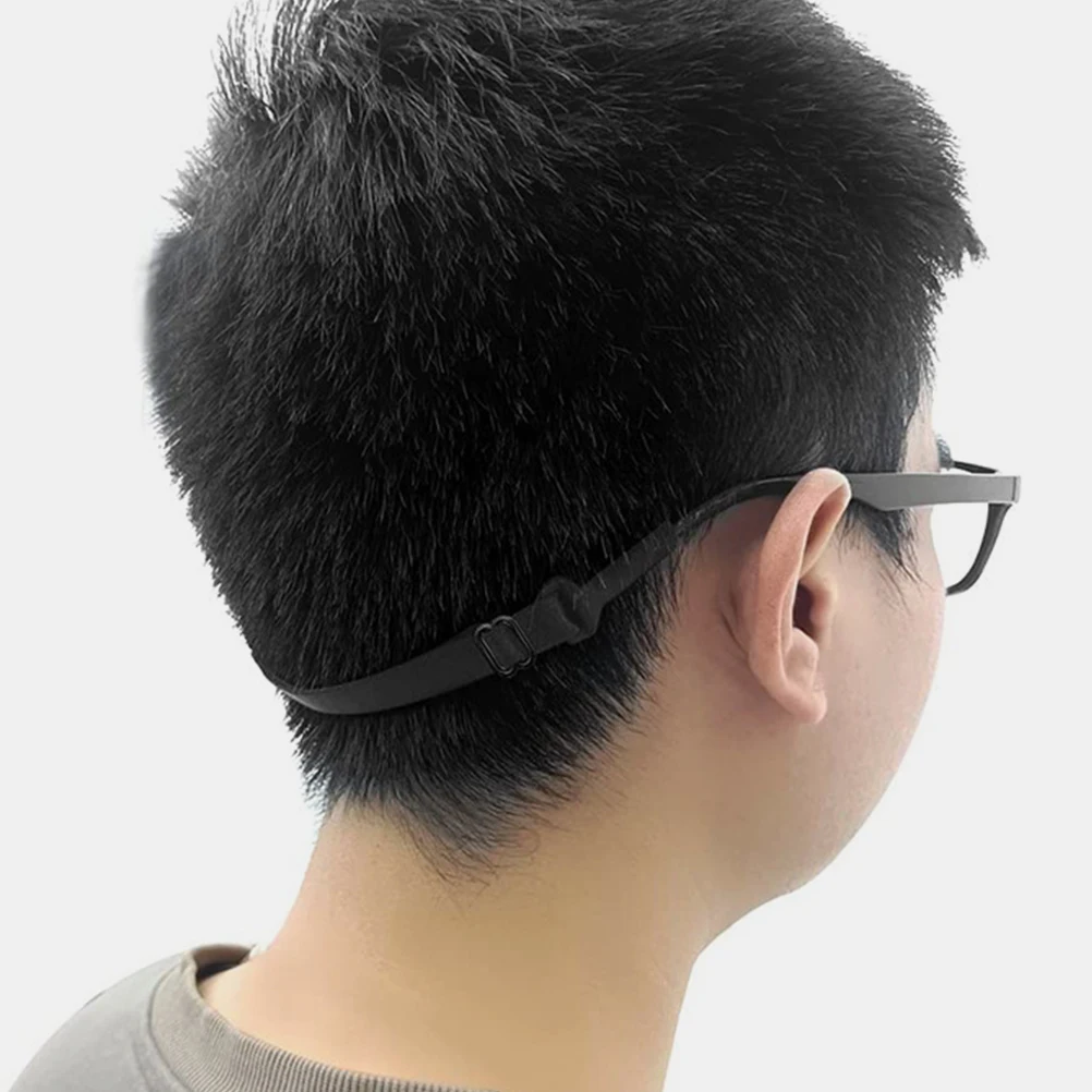 

4pcs Adjustable Anti Slip Glasses Strap Eyeglass Holder for Sports Running Non Slip Elastic Ear Grip Neck Hanging Black for Men