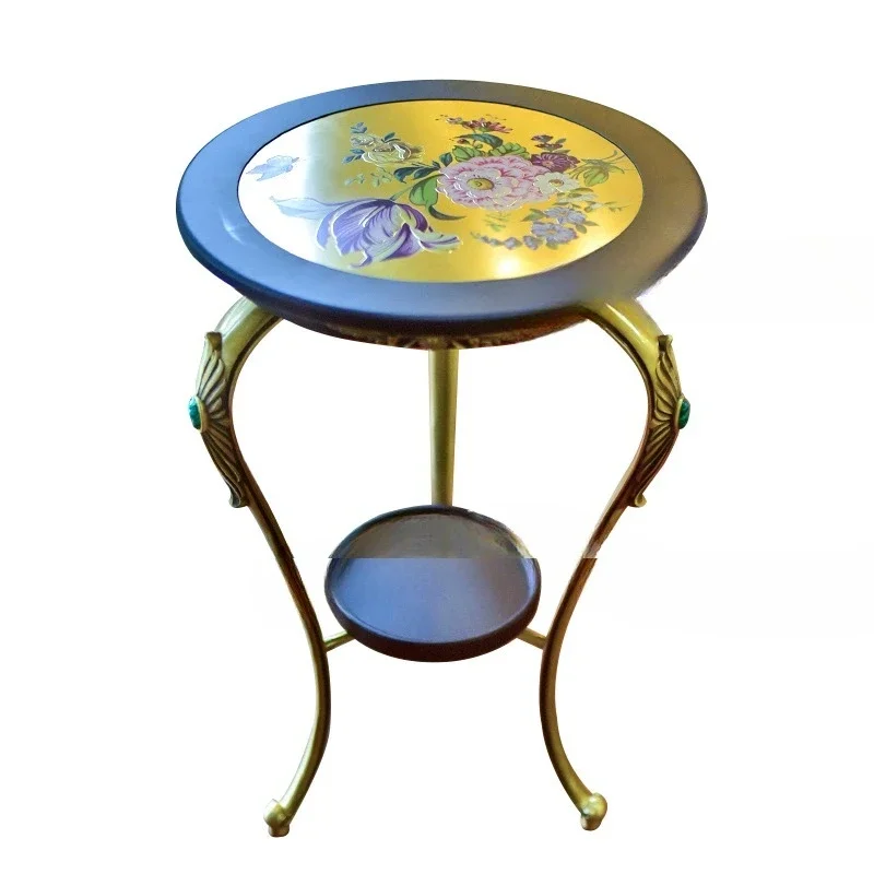 

Retro brass carved double-layer sides, several corners of the floor-to-ceiling ornaments, living room sofa side decorations