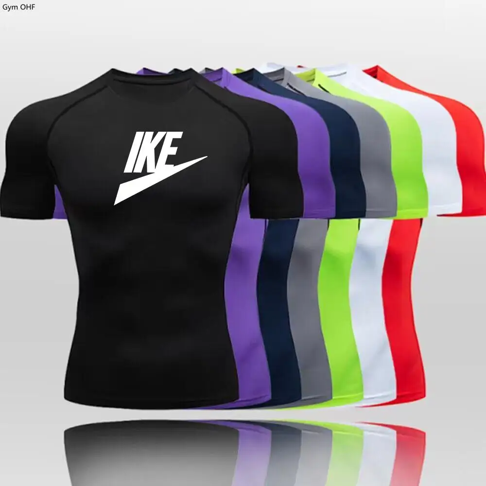 

Спортивная мужская компрессионная футболка, мужская спортивная рубашка, быстросохнущие рубашки для бодибилдинга, бега, тренажерного зала, обтягивающие топы, футболка для фитнеса, Рашгард для мужчин