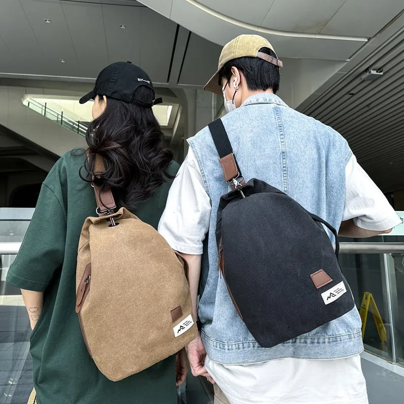 

Cycling men and women's canvas wear-resistant large capacity mobile phone storage cross-body chest bag casual and portable