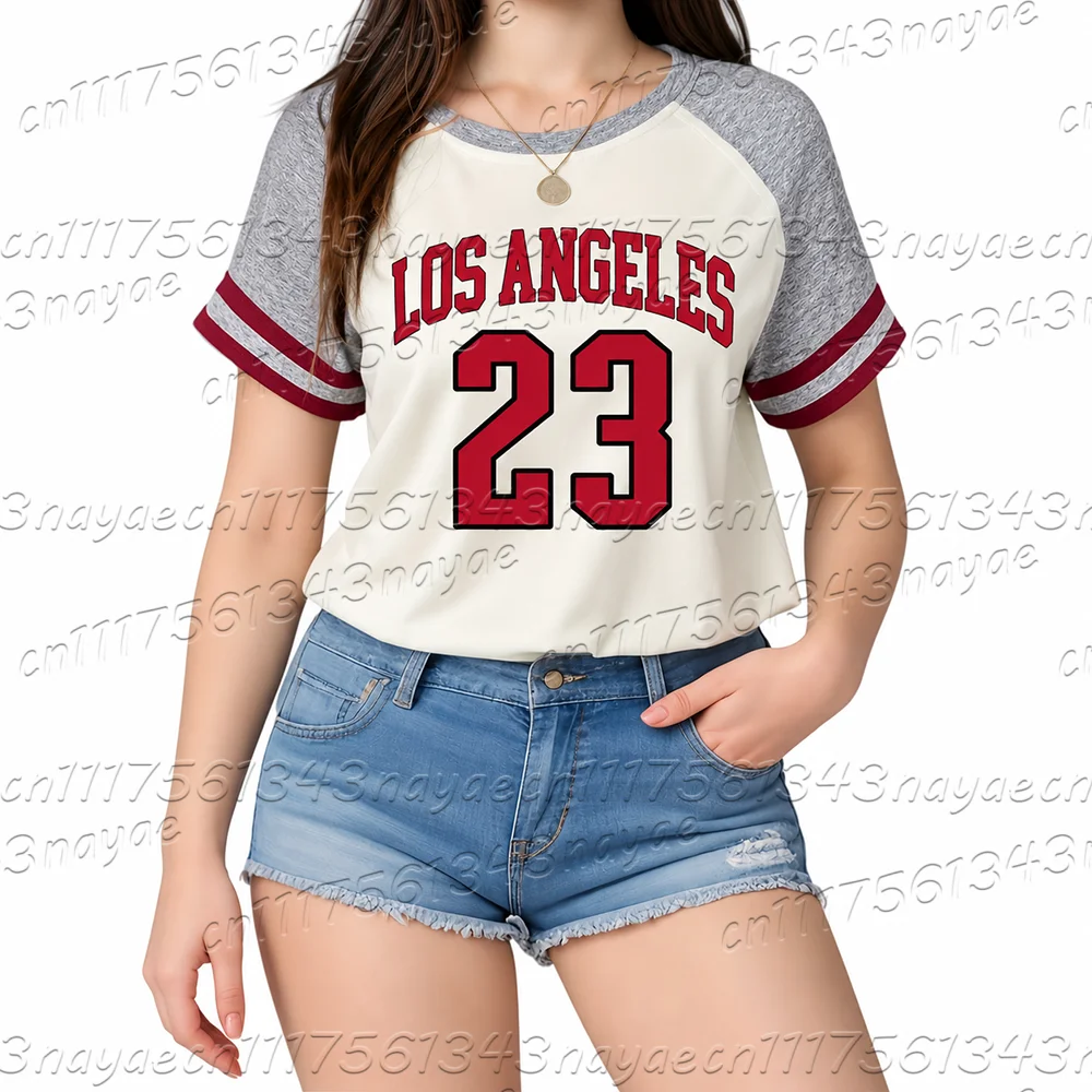 Women's Los Angeles No. 23 Digital Printed T-shirt Casual and Comfortable Round Neck Top Casual Summer Casual Style